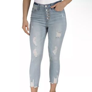 Indigo Rein Light Blue Distressed Ankle Jeans